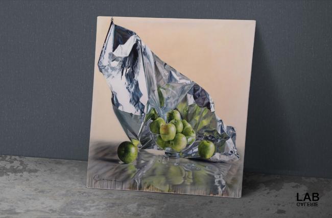 Guy-Anne Massicotte - Pommes Vertes et Drapé Métallique II - Support TRAD - TRAD Support - Live Art Business - LAB