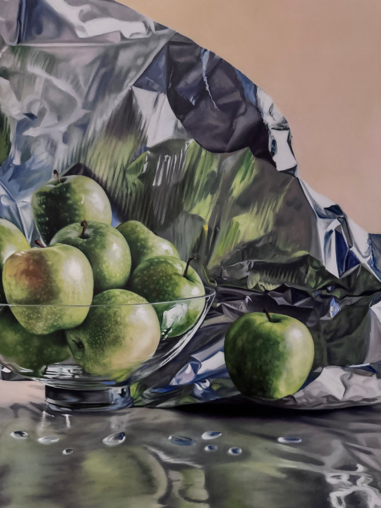 Guy-Anne Massicotte - Pommes Vertes et Drapé Métallique II - Support TRAD - TRAD Support