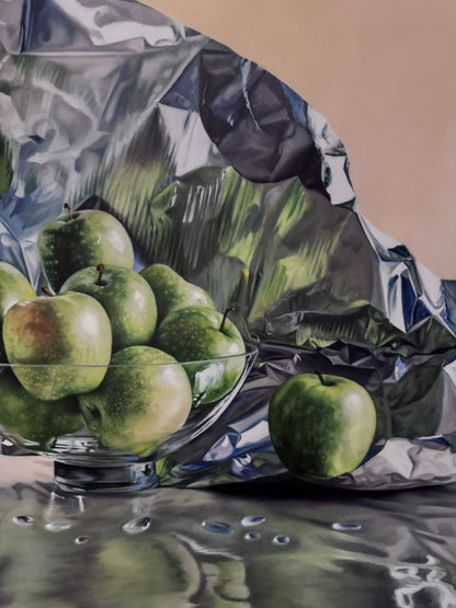 Guy-Anne Massicotte - Pommes Vertes et Drapé Métallique II - Support TRAD - TRAD Support