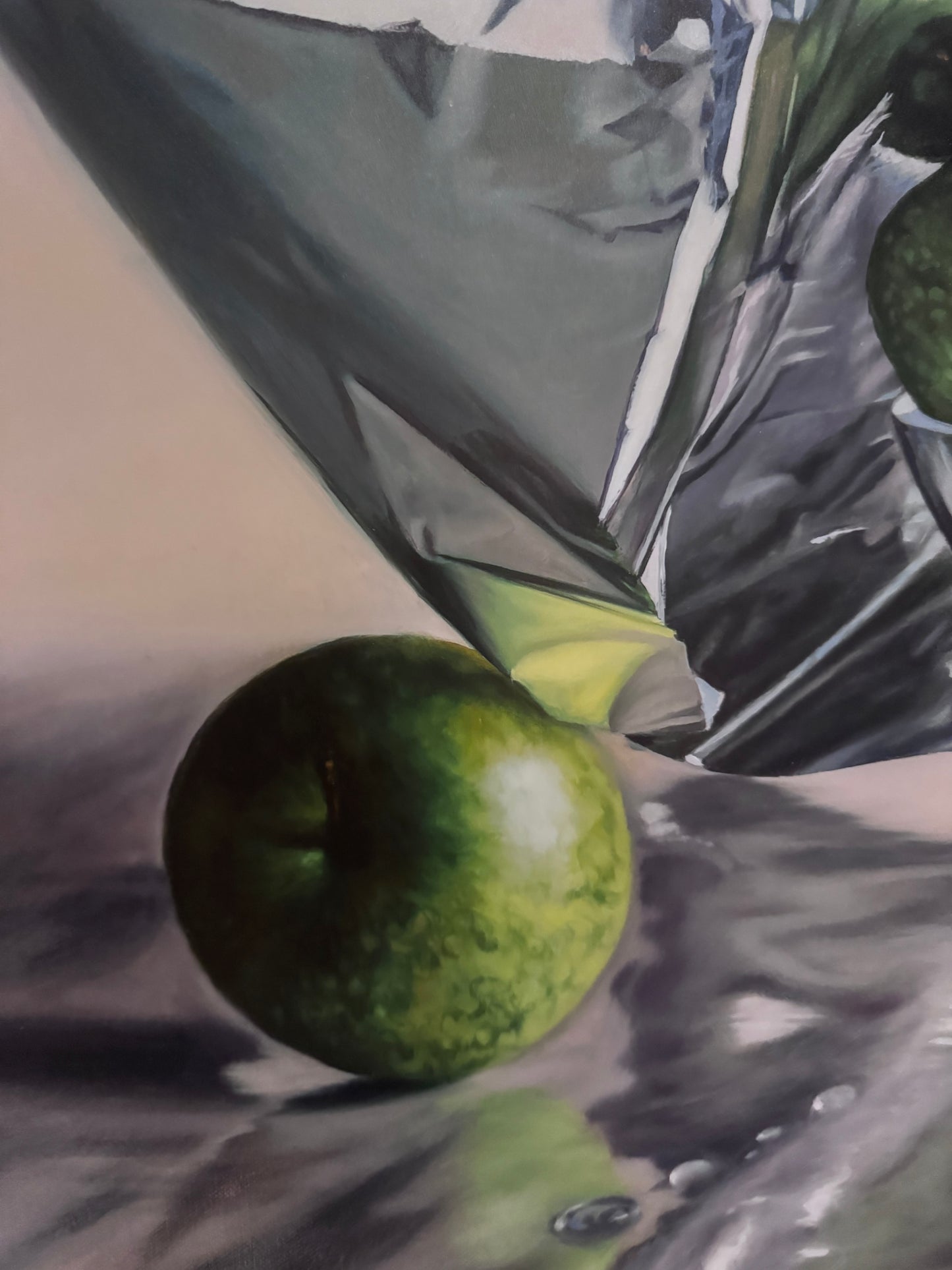 Guy-Anne Massicotte - Pommes Vertes et Drapé Métallique II - Support TRAD - TRAD Support