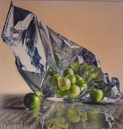 Guy-Anne Massicotte - Pommes Vertes et Drapé Métallique II - Support TRAD - TRAD Support